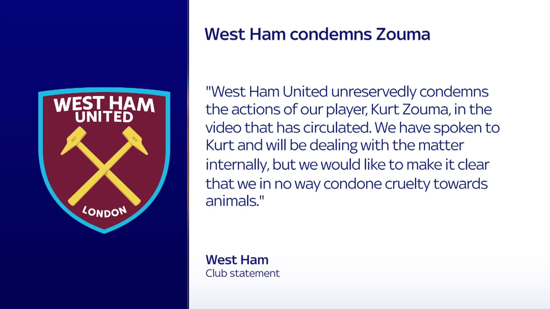 West Ham United Club Statement