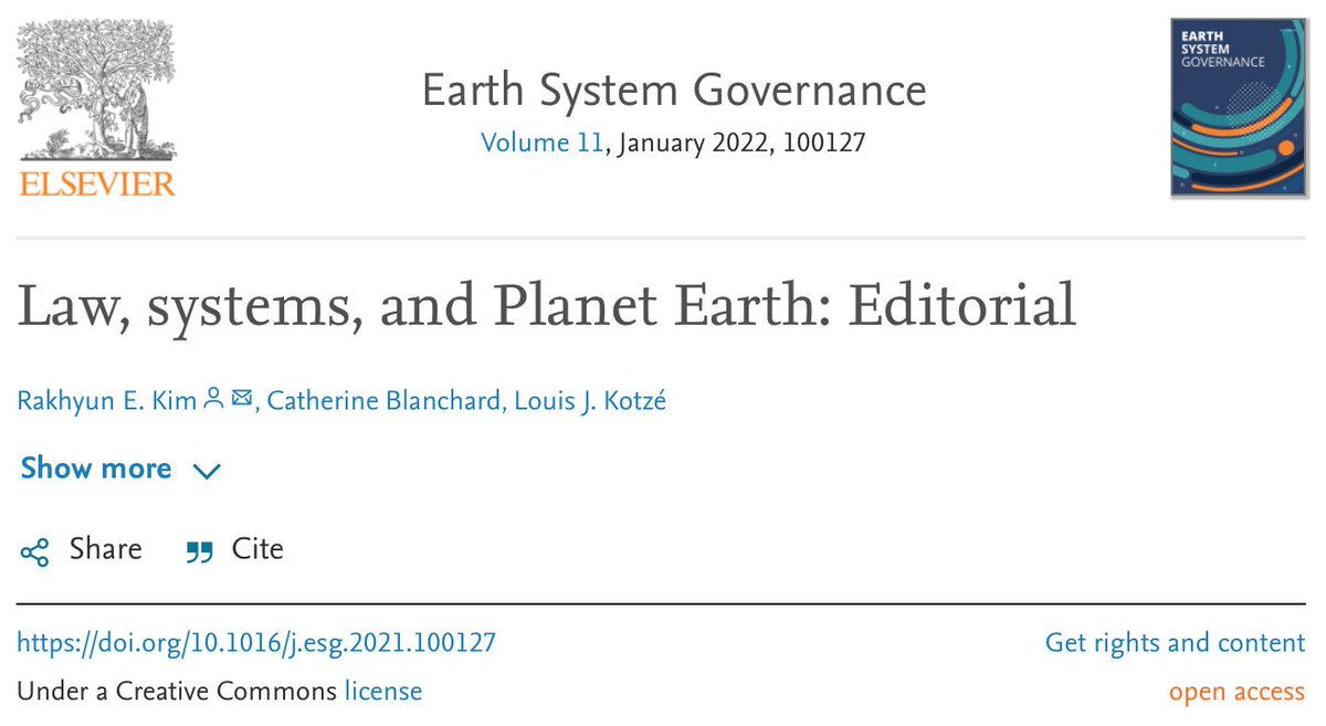 RakhyunKim's tweet photo. Special Issue on “earth system law” is out in its complete form in @ESG_Journal

Read our editorial (https://t.co/FOnIKizkeF) &amp; 9 path-breaking contributions from leading members of @ESG_LawTF, @ESG_Project (see thread ⬇️)

Led by @KotzeProfessor, co-ed @RakhyunKim, @ca_blanchard https://t.co/bUISCIJsXU