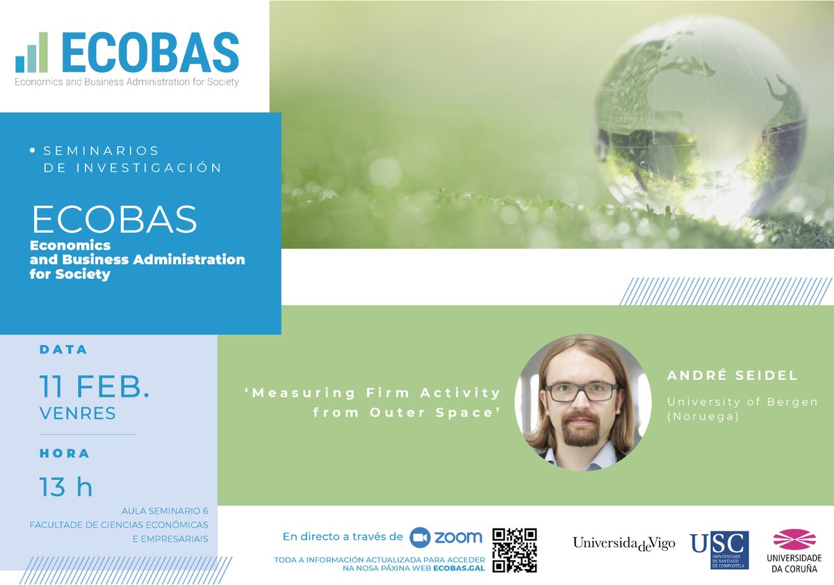 ECOBAS_'s tweet photo. O pasado mes tivemos que adiar a nosa cita con André Seidel, da Universidade de Bergen 🇳🇴, por mor das restricións Covid en Noruega 🤷♀️
Agora si, este venres terémolo con nós, nun novo seminario de investigación #ECOBAS
Toda a información, na nosa web https://t.co/3STEHQBuuP https://t.co/EK4ElCljP2