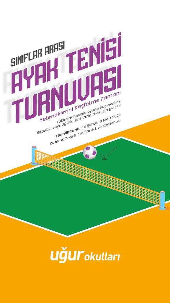 🏆Ayak Tenisi Turnuvamız Başlıyor.🏆
Yeteneklerini keşfetme zamanı ⚽️ 
Takımlar hazırsa oyuna başlayalım. Sırada ki sayı Uğurlu seti kazanmak için gelsin. 
#UğurdaAktifYaşam