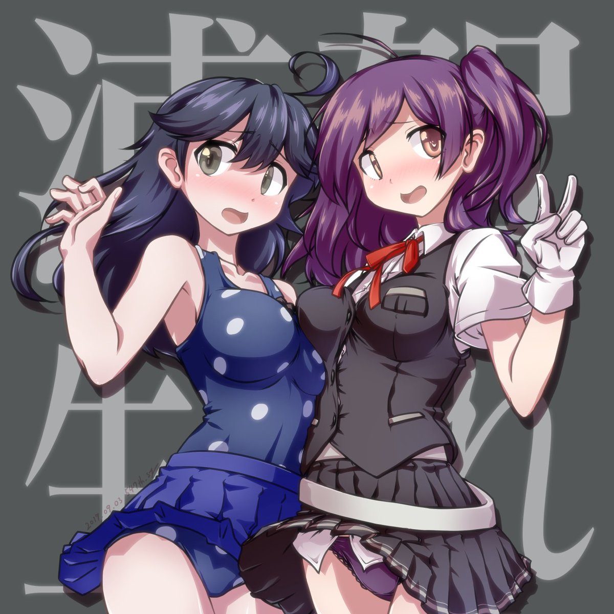 リットリオ(艦これ) 「過去絵からリットリオさんと潮さん(とプリンちゃんとはぎぃさん)を再掲しておきます」|547th_syのイラスト