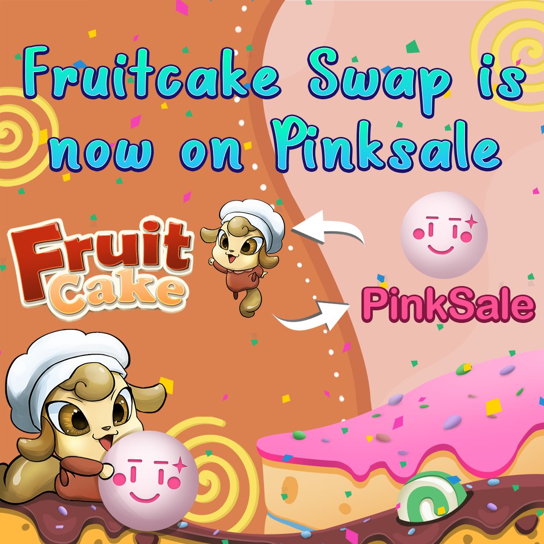 Fruitcake Swap is now listed on Pinksale!

Check them here: bit.ly/3HCrOEm

Join our growing community:
t.me/fruitcakeswapc…

For Whitelisting: bit.ly/3GG8nJC

#FruitCakeSwap #DAO #BinanceSmartChain