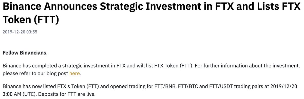 hm $FTT price back then $2 (dec 2019)
<a href="/binance/">Binance</a> also invests in $WOO and lists $WOO 

so what do you think will happen to $WOO ?