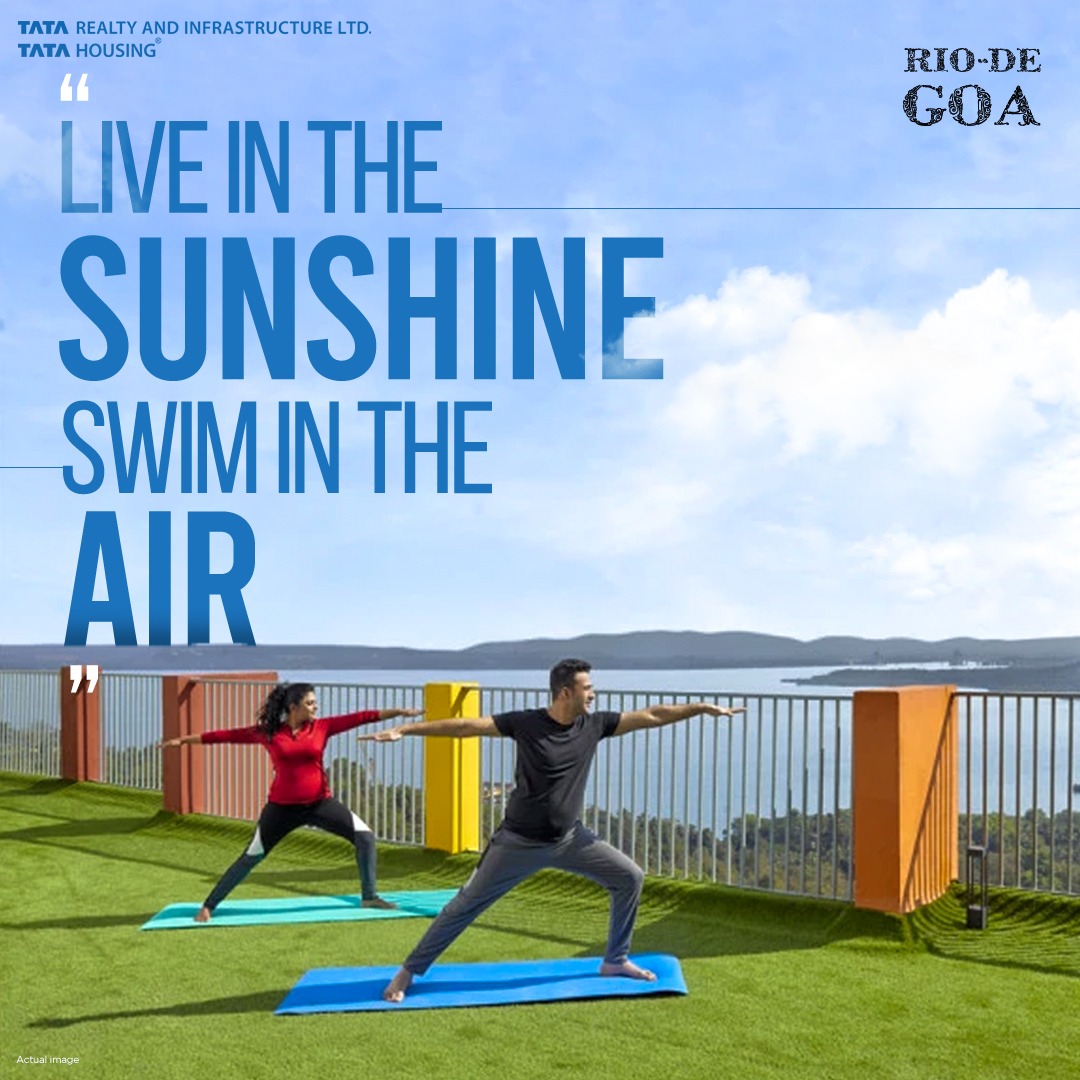 tata_housing's tweet photo. Breathe in some fresh air as you work out from the terrace deck at #RioDeGoa. &amp; if that doesn't leave you breathless, the scenery surely would.

Know more about the project whose colourful buildings promise a life with eternal sunshine: https://t.co/VJ3N4iQJiO 
#sustainablehomes https://t.co/euW39B1rZm