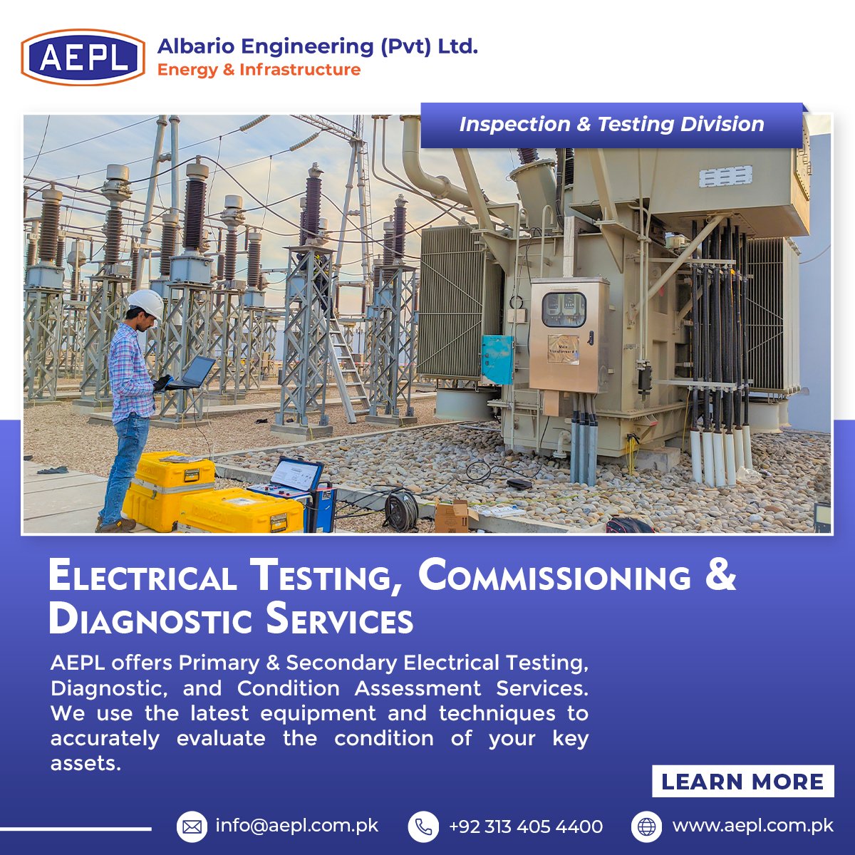 AlbarioPvt's tweet photo. Our highly-skilled technical team ensures optimum performance of your assets and identifies potential faults before they lead to unexpected failures.
For more information: https://t.co/Cfel4hTrtT
#AEPL #ElectricalTesting #Diagnostics #Inspection #InspectionAndTesting https://t.co/IheGBJ4x1c