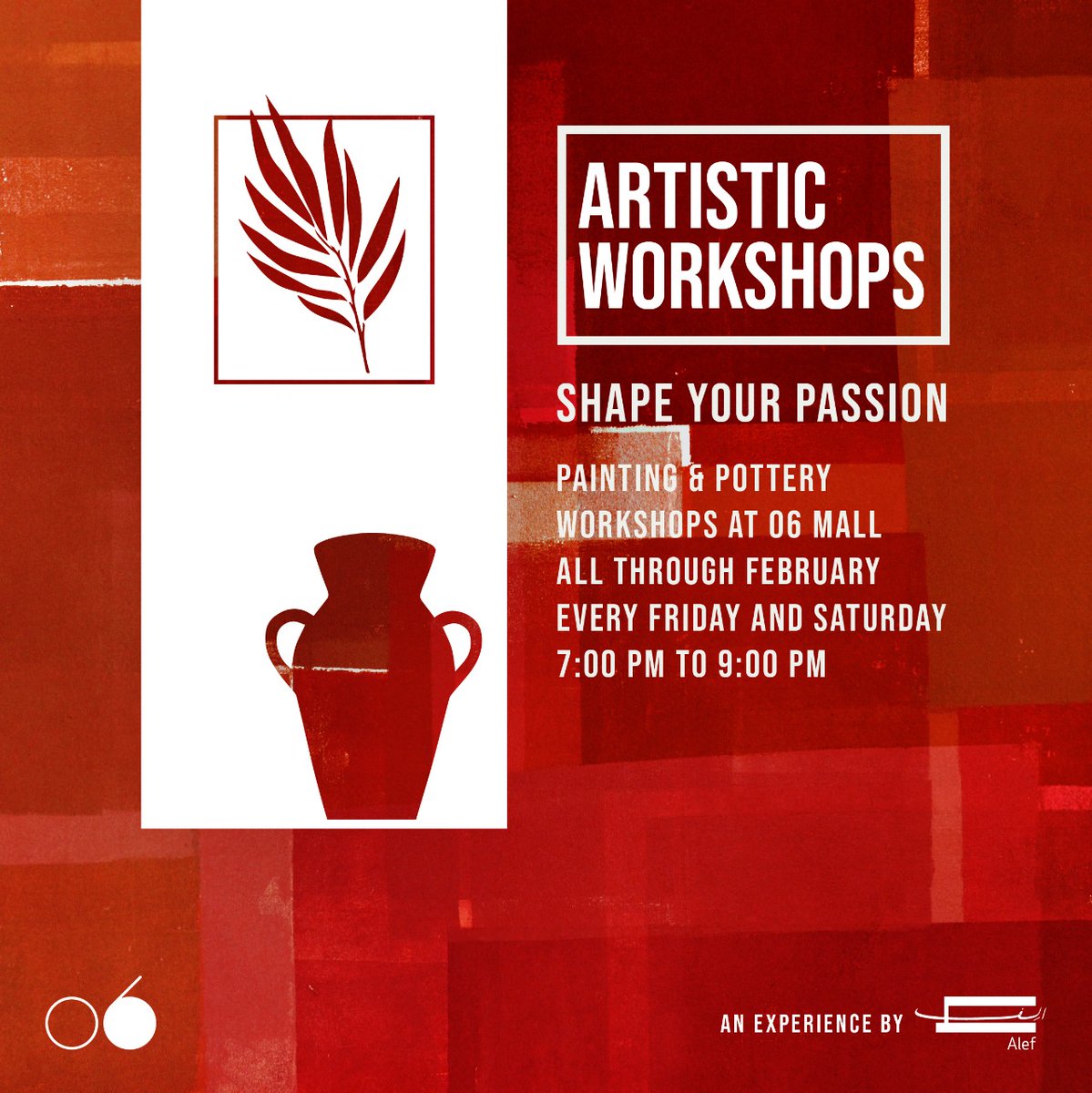Zero6mall's tweet photo. Paint a masterpiece or become a pottery pro!
Be part of the #fun and enjoy complimentary #Painting and #Pottery #workshops from experts, every Friday and Saturday of #February, from 7:00 PM to 9:00 PM at #06Mall #Sharjah!
Register now through the link: https://t.co/7GXppxbWps https://t.co/aMSdMotrj6