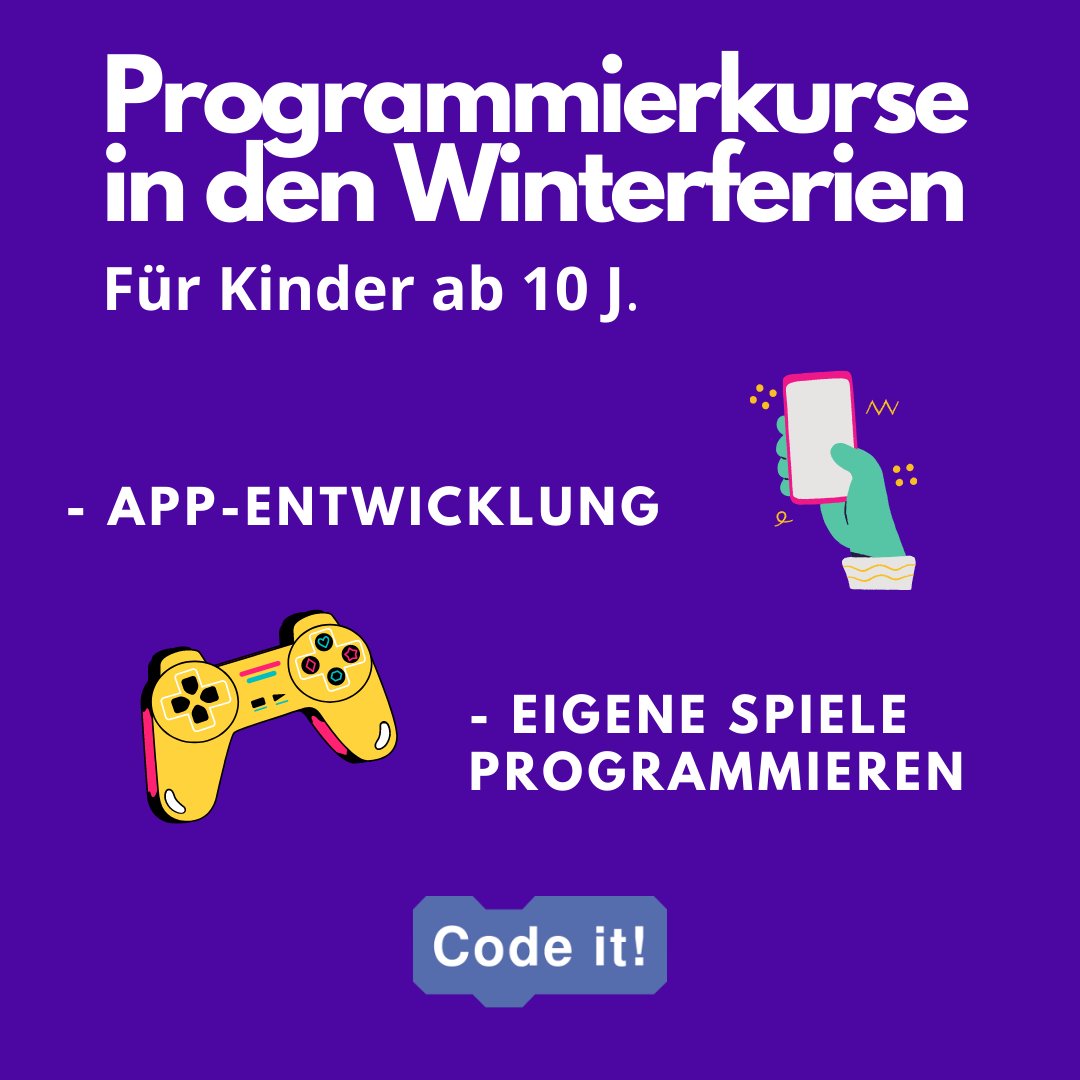 Code it! (@_code_it_) on Twitter photo In den #Winterferien bieten wir wieder vier vergünstigte Programmierkurse für Kinder ab 10 Jahren an (ab 14. und 21.2.): 
- „Eigene Apps programmieren“ 
- „Spielerisch Programmieren lernen“
Buchungen unter: code-it-studio.de/webakademie-on… <a href="/StadtLeipzig/">Stadt Leipzig</a> In den #Winterferien bieten wir wieder vier vergünstigte Programmierkurse für Kinder ab 10 Jahren an (ab 14. und 21.2.): 
- „Eigene Apps programmieren“ 
- „Spielerisch Programmieren lernen“
Buchungen unter: code-it-studio.de/webakademie-on… <a href="/StadtLeipzig/">Stadt Leipzig</a>