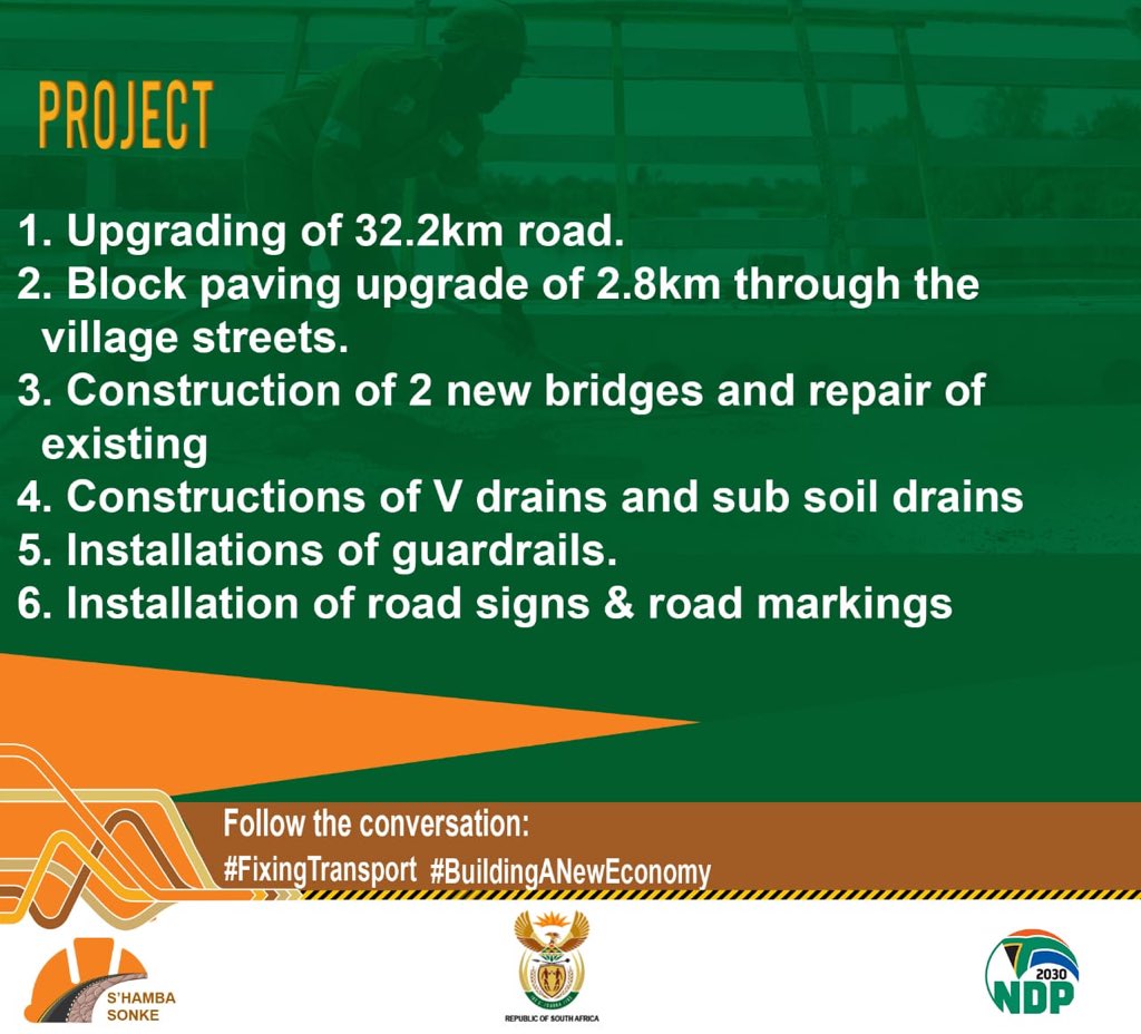 PresidencyZA's tweet photo. The programme, which has seen the department invest in the rollout of road infrastructure mainly in rural areas, plays a key role in supporting South African’s Economic Reconstruction &amp; Recovery Plan announced by the President Ramaphosa during #SONA2018 https://t.co/6xcRyzu6Yo