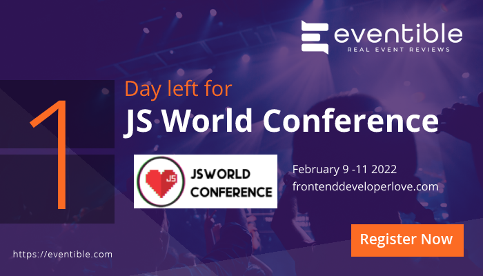 Eventible_'s tweet photo. #EventAlert π£
Just 1 day to go for JSWORLD Conference - Frontend Love 2022! π€©
πRead #reviews from its previous edition--> https://t.co/U3cRKPiWXQ
πRegister now--> https://t.co/lhDnpyLSo1
#reviewsmatter #ReadReviews #JSWorldConference #Events #b2bEvents #conferences2022 https://t.co/bs35oZnlcv