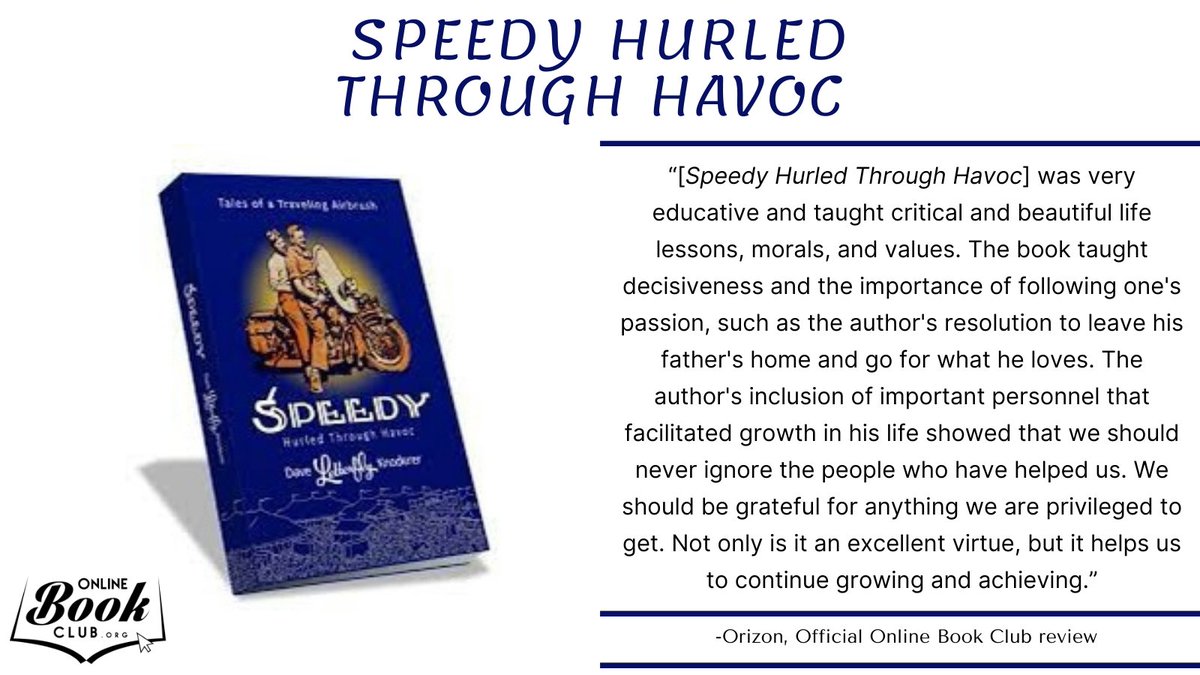 “I give this book a perfect rating of 4 out of 4 stars” - Orizon, OBC review 

OBC Bookshelves Page: forums.onlinebookclub.org/shelves/book.p…

#Memoir #Journey #Circus #Airbrush #OnlineBookClub #Road #NonFiction #Autobiography #LifeStory #LessonsToBeLearned #Morals #Recovery #Pinstriping #Painter