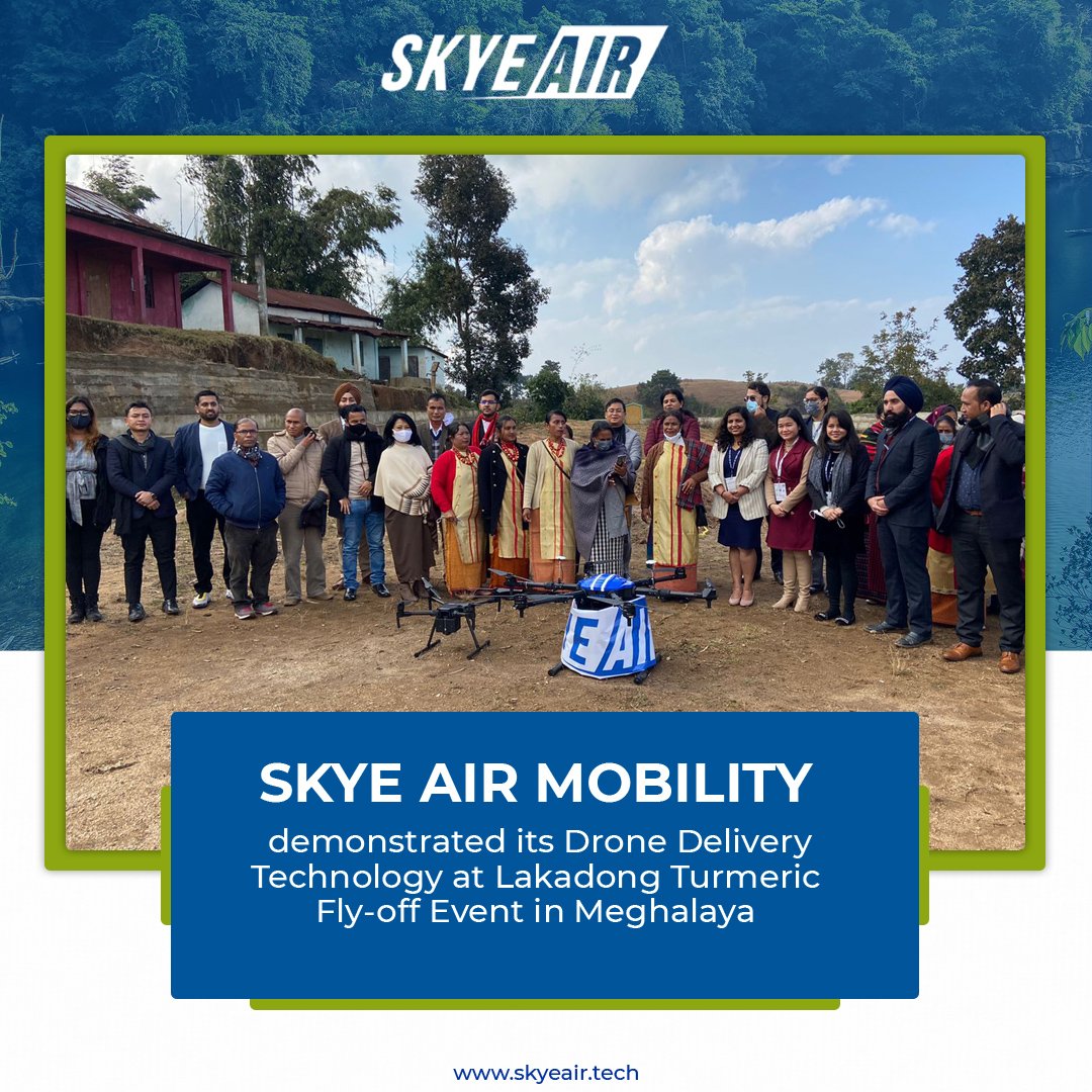 air_skye's tweet photo. Skye Air Mobility demonstrated its delivery technology at Lakadong Turmeric Fly-off Event in Meghalaya organised as a part of the “One District One Product” (ODOP) Initiative under @DPIITGoI, @DoC_GoI.

@SumitaDawra

#SkyEAir #SkyEAirMobility #Drones #DronesDelivery #Aerospace https://t.co/yIce9ZYvgz