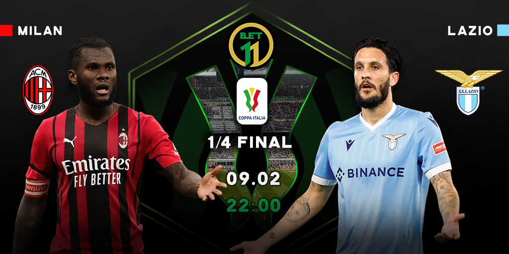 Bet11_ZM's tweet photo. 📅 We continue to introduce Coppa Italia quarter-final matches and for 09 February we bring Milan against Lazio battle.

📌 Both won their 1/8 final matches after extra time, therefore, need to concentrate on this thrilling clash.

#Bet11 https://t.co/0LEI0fCx8P