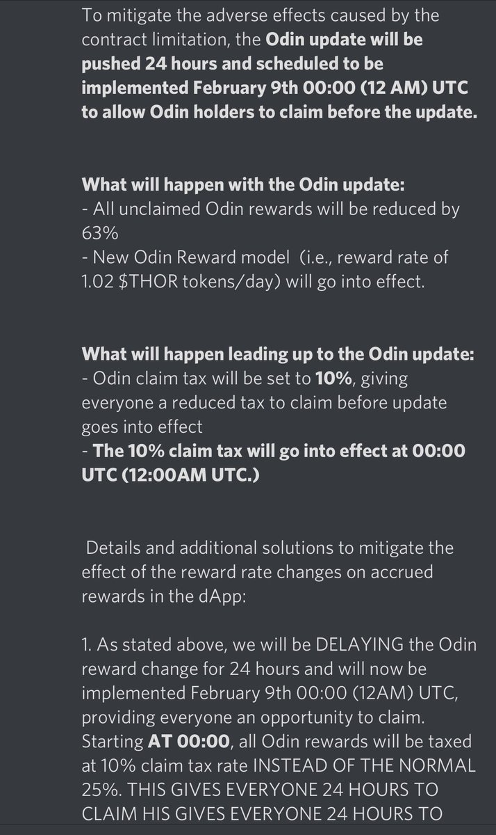 Important $THOR announcement for #ODIN holders. I’m personally going to claim and stake to build that pool. Also expect price to pump with the rewards reduction so will take profits then!

#NodeArmy #NodeLife https://t.co/Ukbqn3mzQN
