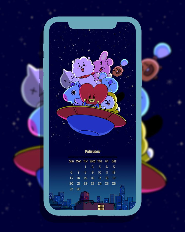 Btsキャラクターbt21のカレンダー22年2月の壁紙画像はどこでみれる Love Life