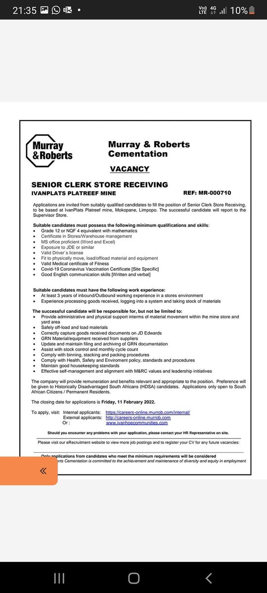 MetjahTebogo's tweet photo. Job vacancies ‼️ 
Please Retweet ❤🙏🏾 https://t.co/46DbEfApWD