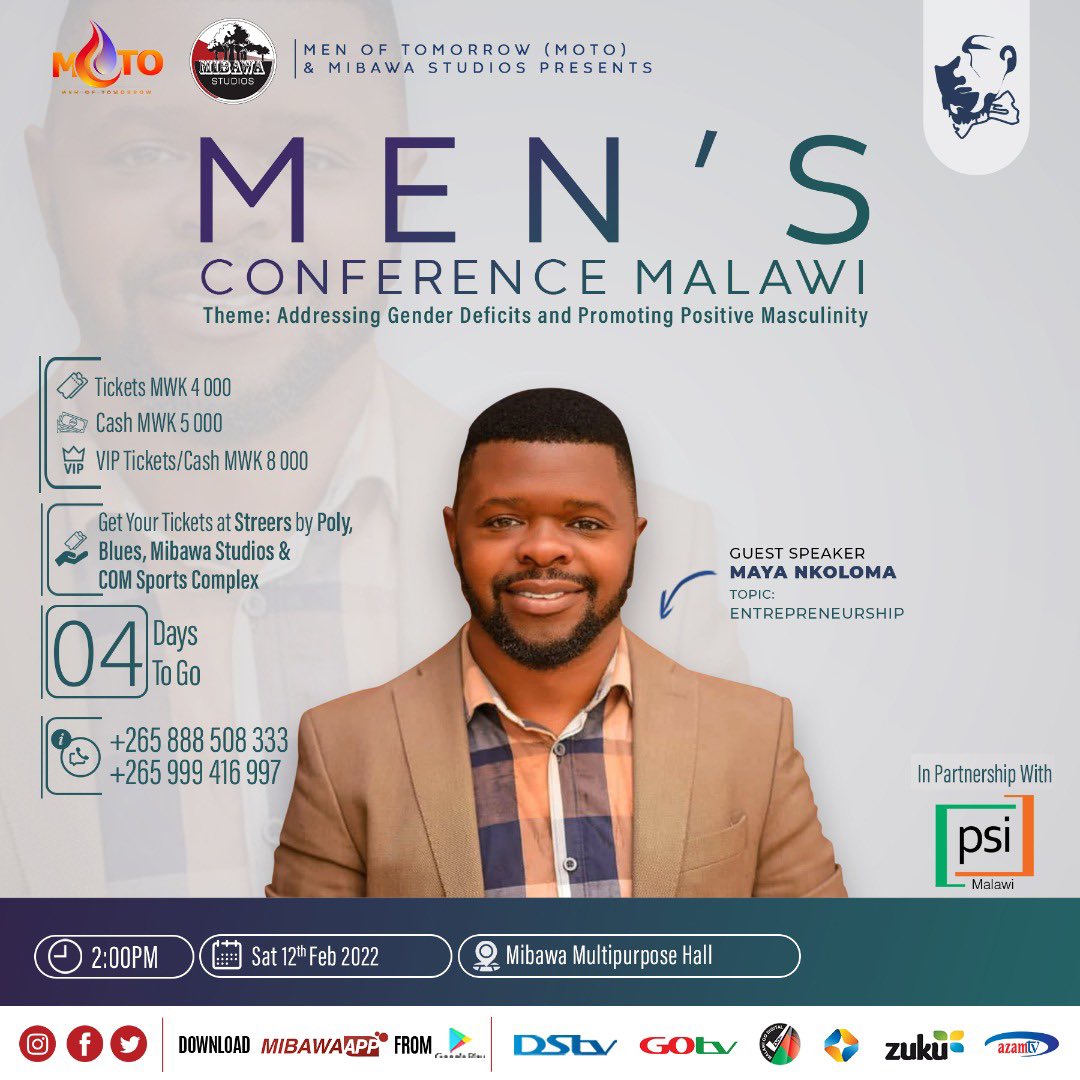 It’s a great honor to be one of the speakers at the coming men’s conference. I will tackle a topic on entrepreneurship. See you there. Stay focused zabwino zili mtsogolo. <a href="/MibawaTV/">Mibawa Television</a>