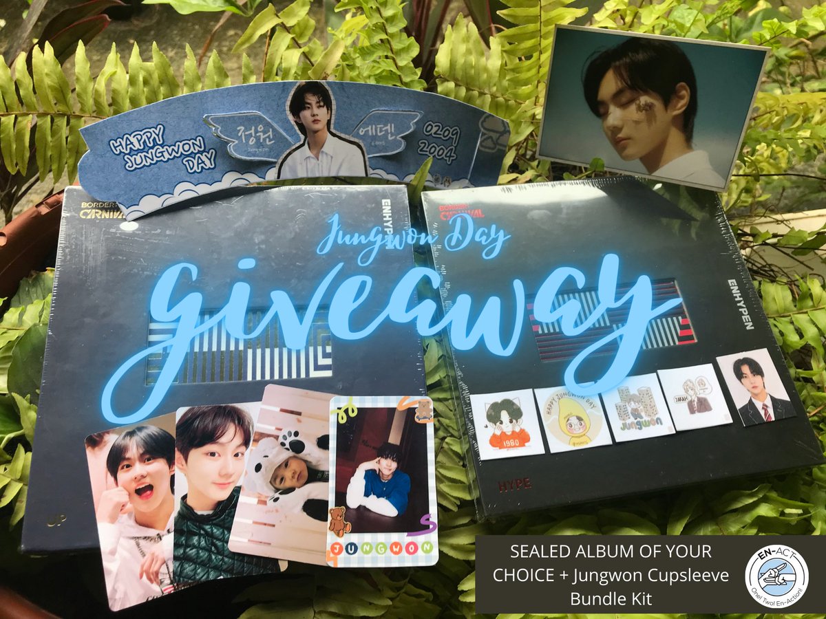 EngeneInAction's tweet photo. —･ﾟ☆ jungwon day giveaway 

1 winner of SEALED album of your choice + Jungwon Cupsleeve Bundle Kit

𓈀 mbf, like &amp; rt
𓈀 reply “Happy Birthday #JUNGWON”
𓈀 tag 7 accounts

~Ends on Feb 9, 11:59 PM KST
~We will shoulder the shipping fee

Good Luck 🍀 https://t.co/Dl7LOTMtKT