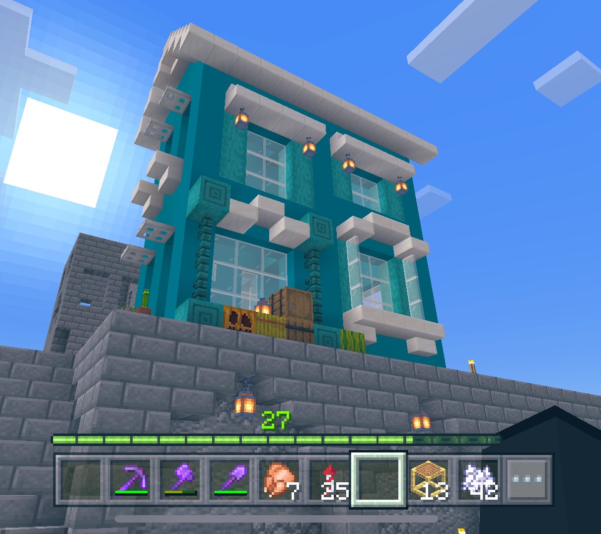 Twitter 上的 宝条みちる Minecraft Rt Pekka Hatipo 水色と白のお家 Minecraft マイクラ Minecraft建築コミュ バニラ建築学部 サバイバル建築クラブ T Co Pix66z9asv Twitter