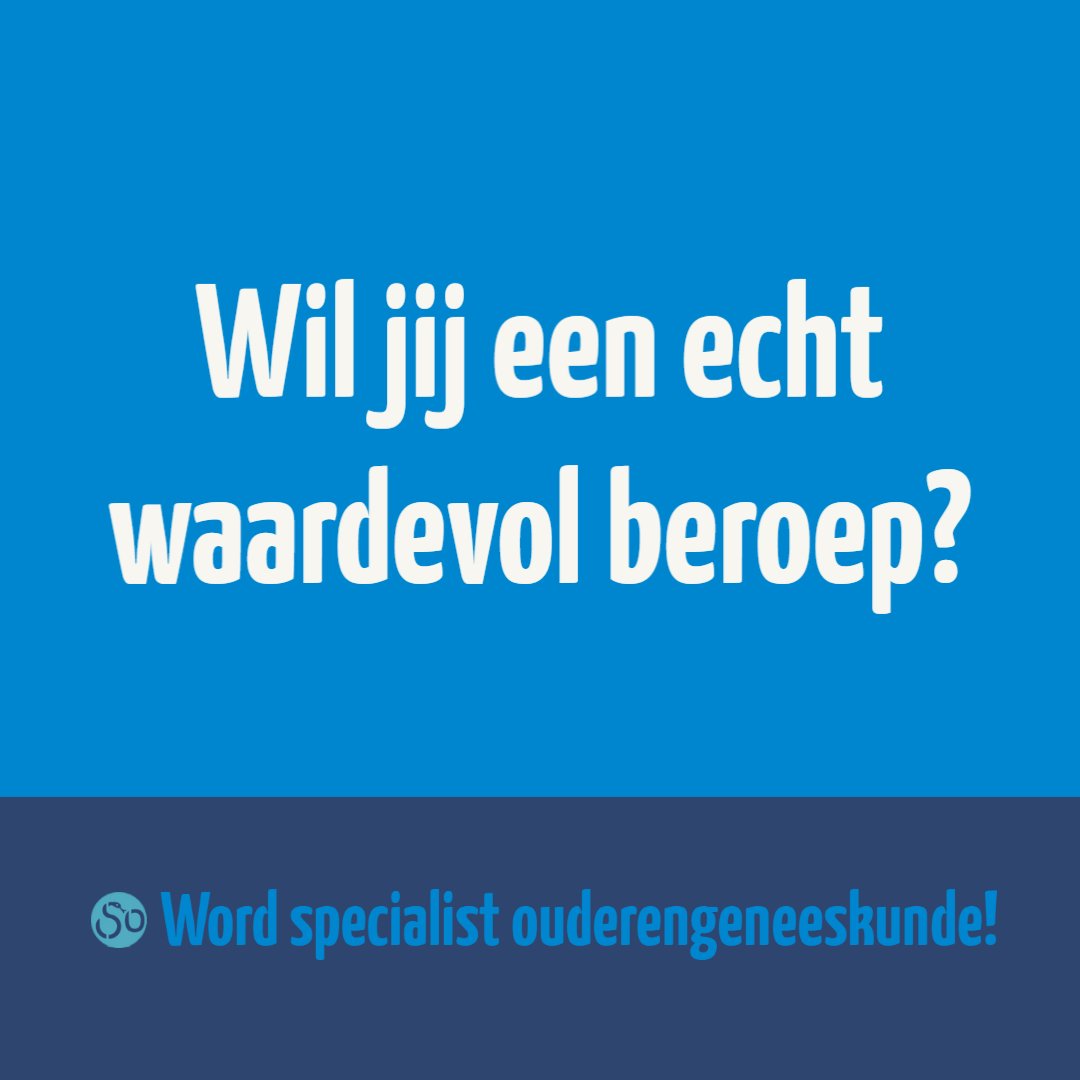 Wil jij een echt waardevol beroep? Word #specialistouderengeneeskunde!  

Vergeet niet om je aan te melden voor onze online informatiebijeenkomst. Vanavond vanaf 18.30 uur stel je al jouw vragen over een carrière binnen de ouderengeneeskunde: ow.ly/3li450HO6jn