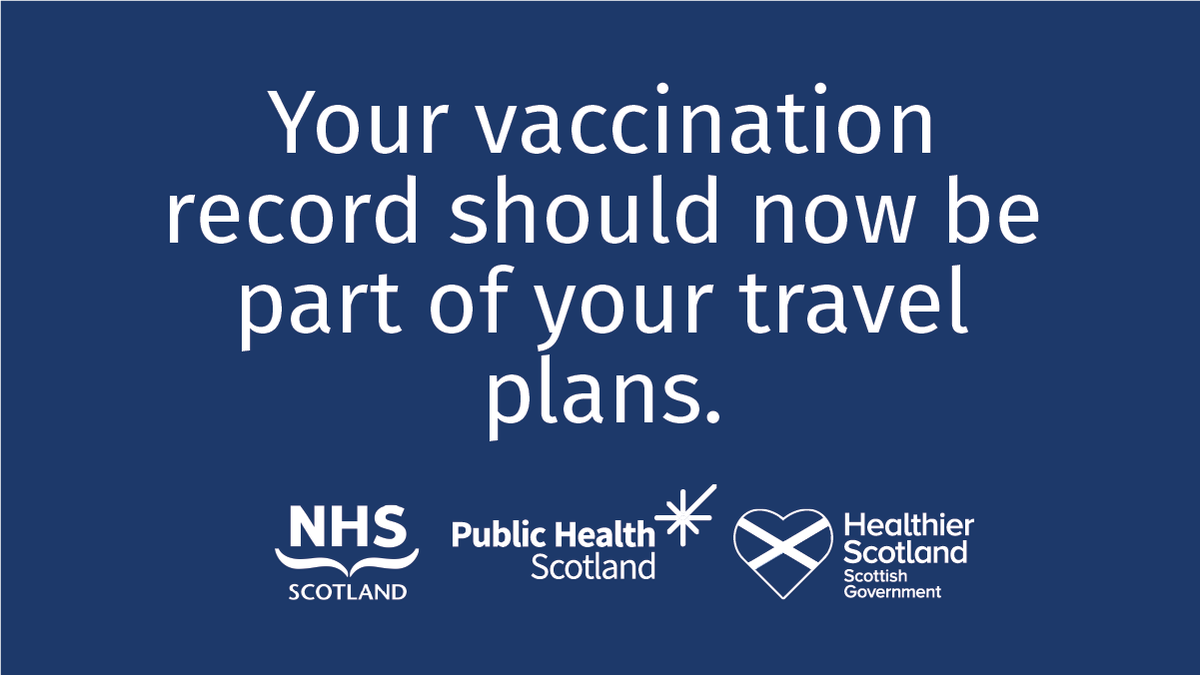 The success of the COVID-19 vaccination programme means that travelling is easier than in previous months.

NHS Inform has information on using your vaccine app status for travel at nhsinform.scot/nhs-scotland-c….