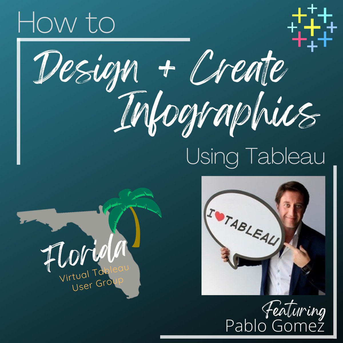 Grab a (virtual) spot + invite your friends!
"How to Design and Create Infographics Using Tableau"
Next Thursday in our TUG featuring the one &amp; only <a href="/PabloLGomez/">Pablo Gomez 🇦🇷</a> 
RSVP: usergroups.tableau.com/floridafeb2022
#OrlandoTUG #FloridaTUG