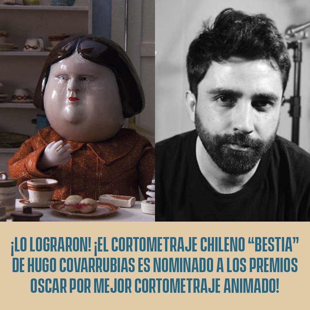 cinemachile's tweet photo. ¡Lo lograron! ¡"Bestia" de Hugo Covarrubias acaba de ser nominado a Mejor Cortometraje Animado en los Premios Oscar! Este poderoso trabajo ha generado una importante discusión sobre derechos humanos en los festivales más importantes del mundo. Entrevista: https://t.co/Ae7yJbtVbD https://t.co/B7TJBgTf6v