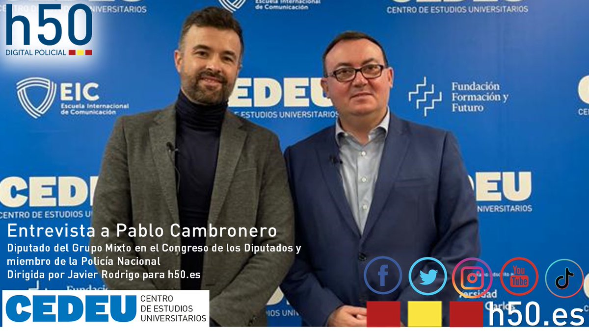 h50digital's tweet photo. 🔝 Gracias al diputado #PabloCambronero por concedernos a #h50 una interesantísima entrevista, donde hemos analizado la actualidad de nuestro país de la mano de @JaviRodrigo11.
👉 Gracias a @CEDEUoficial por su colaboración y hacer de su casa la nuestra y la de @PabloCamPiq https://t.co/mfPwSVx2OQ