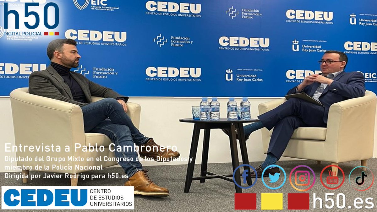 h50digital's tweet photo. 🔝 Gracias al diputado #PabloCambronero por concedernos a #h50 una interesantísima entrevista, donde hemos analizado la actualidad de nuestro país de la mano de @JaviRodrigo11.
👉 Gracias a @CEDEUoficial por su colaboración y hacer de su casa la nuestra y la de @PabloCamPiq https://t.co/mfPwSVx2OQ