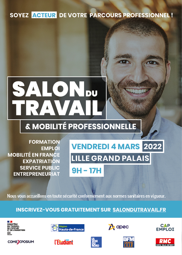 Vous souhaitez vous former, changer de région, de métier, analyser vos compétences ? Découvrez le SALON DU TRAVAIL &amp; MOBILITÉ PROFESSIONNELLE le 4 mars à Lille ! Le Cap Emploi sera présent! 
Pensez à télécharger votre invitation gratuite et obligatoire: bit.ly/BREVE-SDTLILLE…