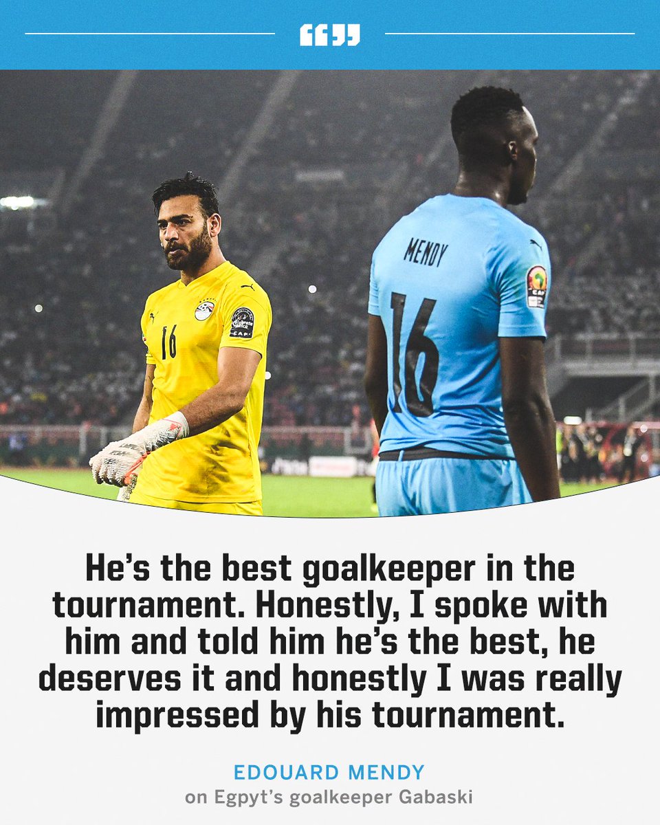 ESPNFC's tweet photo. Mendy says Gabaski should have won the best goalkeeper award at AFCON over him 🤝 https://t.co/WG0GzwbUKu