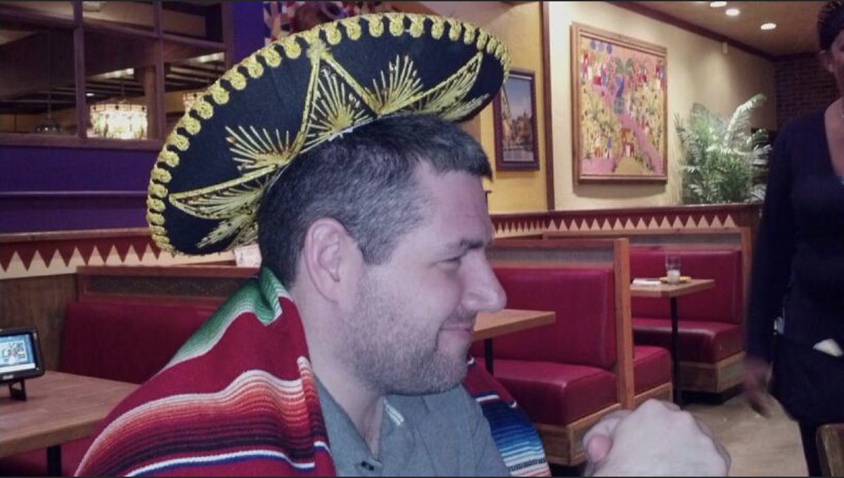 redteam_hacker's tweet photo. @davidpmcguire @jasonjfrank @christruncer 9 years ago we celebrated your non-birthday at lunch. Sure hope you have an amazing Tuesday. The hat was the best part. https://t.co/gwegOhNE2s