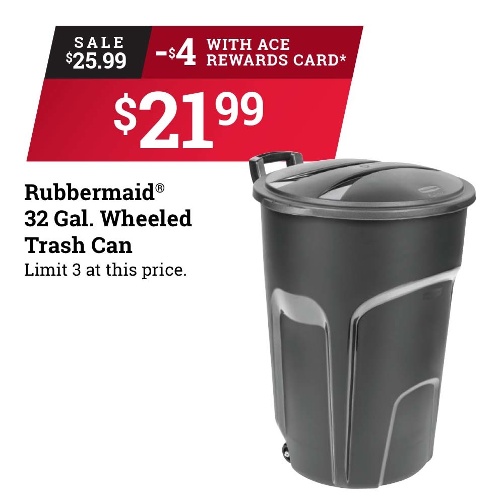 Ace Refuse Can 32 Gal Plastic Red