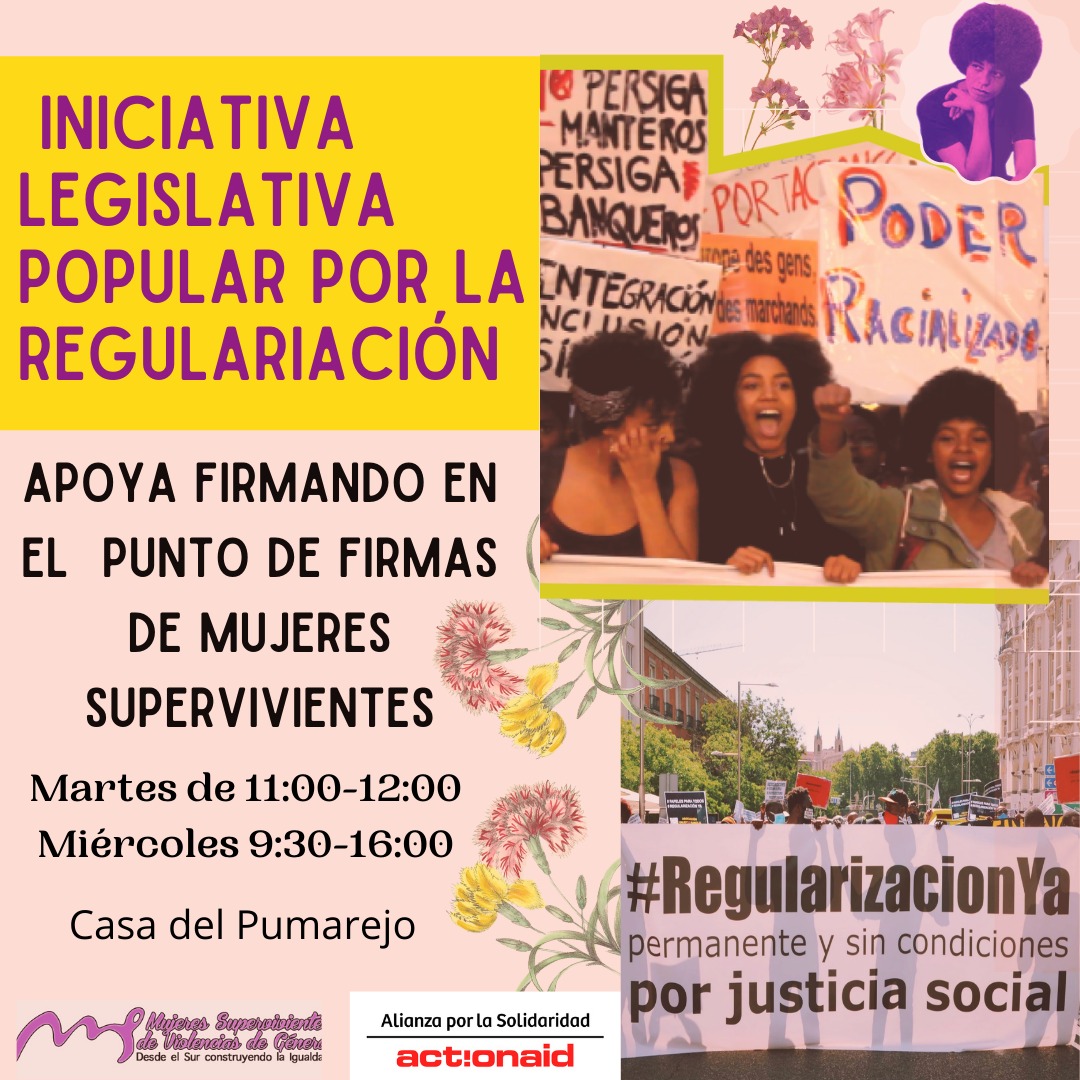 #sevilla #ILPRegularizacion

✳️Punto fijo de recogida de firmas en Casa del Pumarejo

💚 Martes y miércoles. 

¡Las compañeras de <a href="/mujeressuperviv/">Asociación Mujeres Supervivientes.</a> y @AxSolidaridad te esperan!
#RegularizacionYa