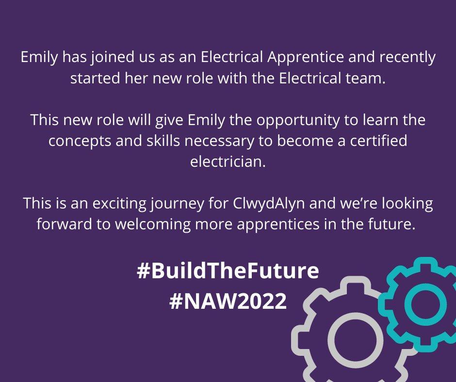 ClwydAlyn's tweet photo. It’s #NationalApprenticeshipWeek and we’d love to introduce you to our newest apprentice, Emily Roberts.

Read more 👇 

#BuildTheFuture
#NAW2022 https://t.co/5CBZtlntjZ
