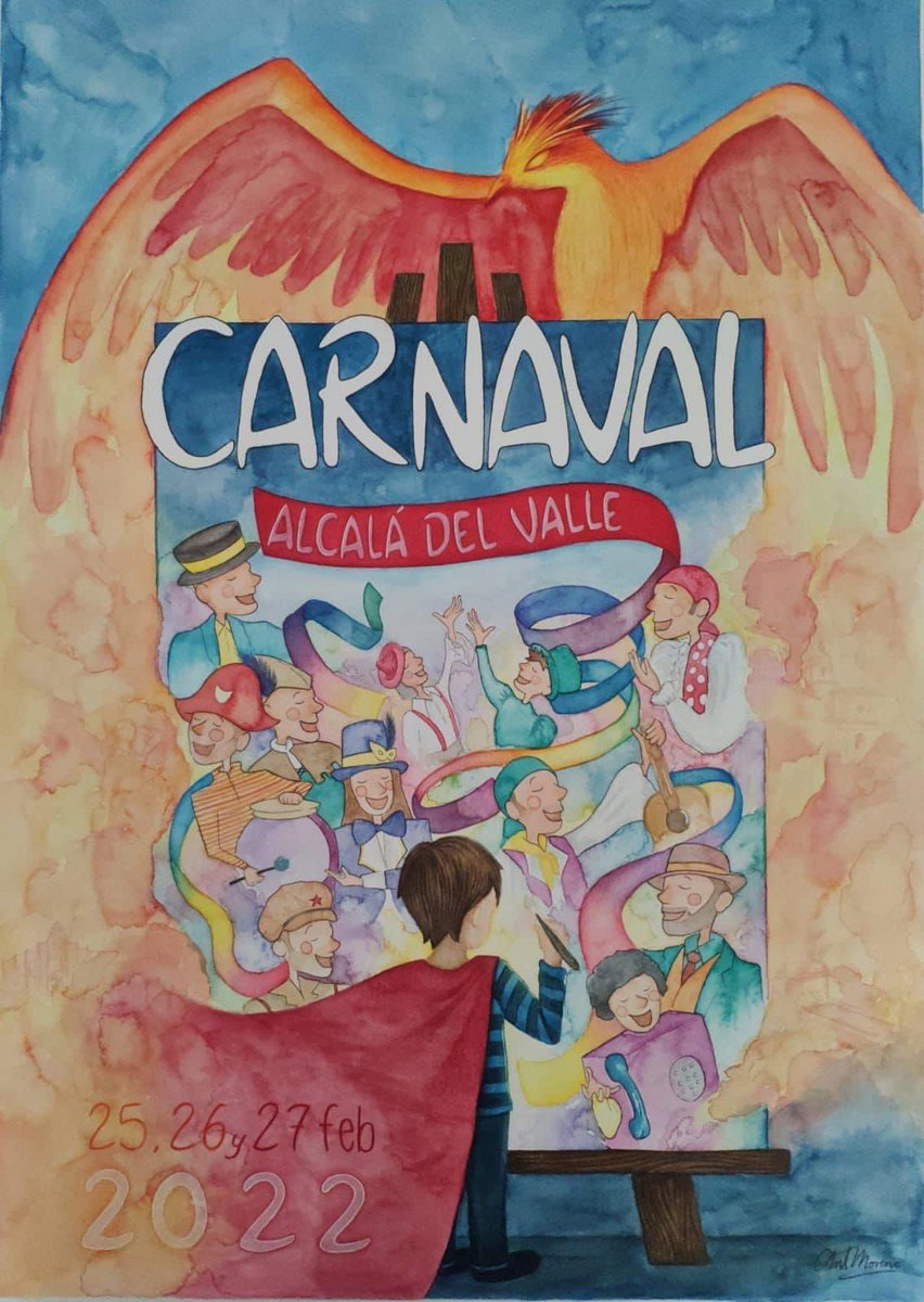 Cartel Carnaval 2022 Alcalá del Valle  obra del artista local Antonio Moreno