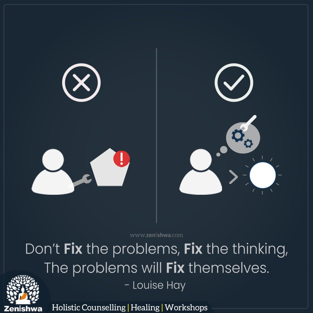 Zenishwa's tweet photo. Don’t Fix the problems, Fix the thinking, The problems will Fix themselves. - Louise Hay 
.
.
#Zenishwa #quote #qotd #harshshah #life #DailyInspiration #Healyourlife #louisehay https://t.co/jeYjElVRye