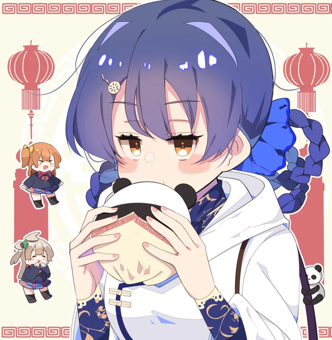 新規イラストのうみちゃん可愛いもぐもぐ( '༥' )🐼♡ 