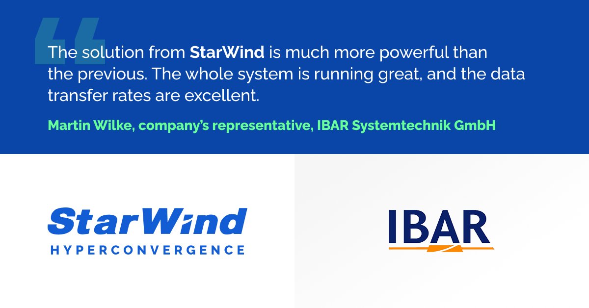 starwindsan's tweet photo. 🏆#StarWind_success_story
Find out how IBAR Systemtechnik GmbH, a German engineering company, achieves 24/7 business operations by creating a #highlyavailable (#HA) #StarWind #vSAN-based shared #storagecluster
https://t.co/qUZvleNcgT https://t.co/DuBMPhfQGF