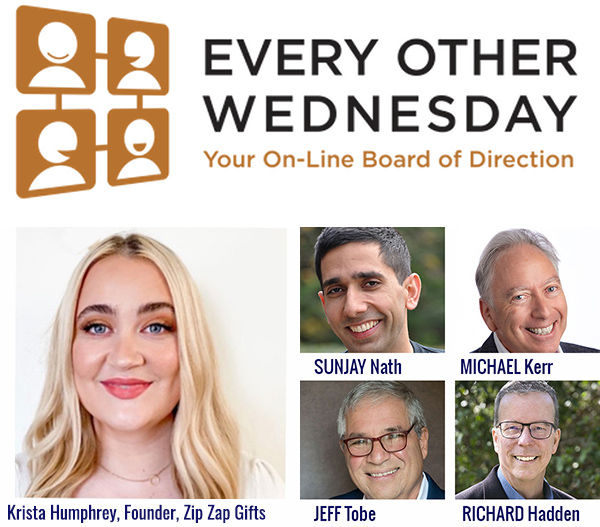 ContentedCows's tweet image. Join us tomorrow, Feb 9 at 1:00pm EST, for another rollicking 45 minutes, as Every Other Wednesday welcomes special guest Krista Humphrey, who founded the really cool company Zip Zap Gifts. We'll talk about a culture of Appreciation. Register here lnkd.in/dM-jqr6