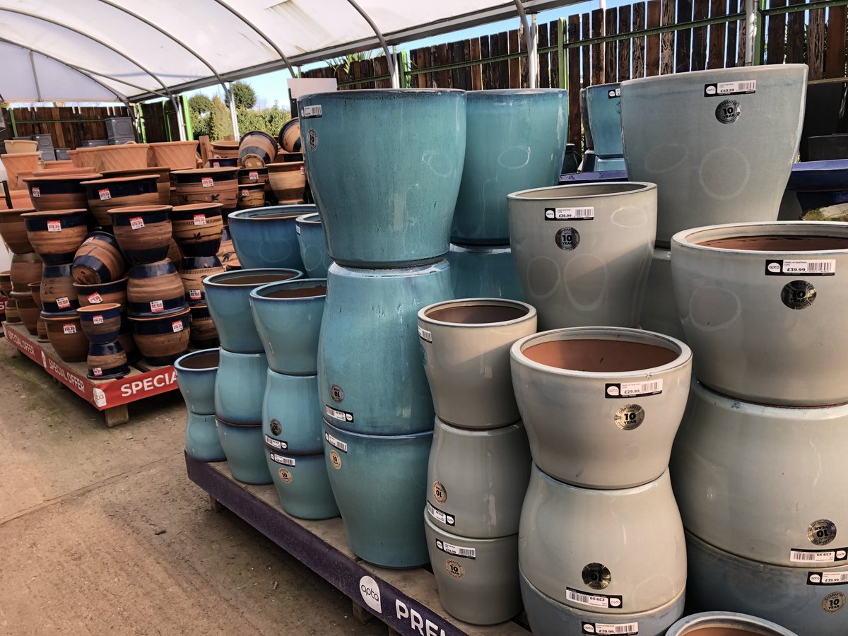biggreenplant's tweet photo. Is that a new delivery of ceramic pots I can see beautifully displayed in our canopy? 😍 #planters #pottyaboutpots #planting #getreadyforspring #thebiggreenplantcentre #gardening https://t.co/oEZl9CkFv5