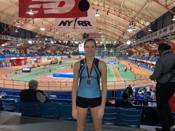 🚨School Record alert  🚨 In her first meet at the historic Armory in NYC, Kiley Mironenko jumps 35-11.25 in the triple jump.  Kiley’s jump is NJ#3.  Way to go Kiley.