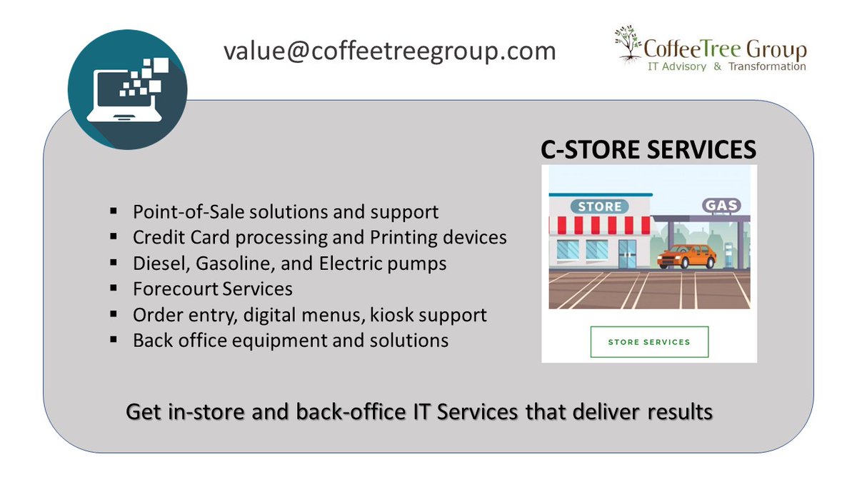 JimWardrop1's tweet image. Having IT issues in-store or back-office at your C-Stores?  We can help.  value@coffeetreegroup.com  248-526-3315  coffeetreegroup.com/c-store-servic…