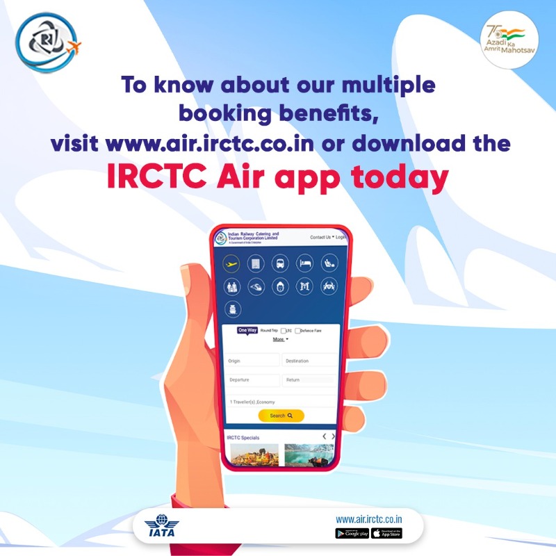 IRCTCofficial's tweet photo. So, when are you #booking your #flight #tickets with us? Download the #IRCTCAir app today &amp; #avail exciting booking #benefits on every flight booking. For hassle-free #LTC claims, #special #DefenceFares &amp; more visit https://t.co/fLKvfBulvZ https://t.co/NsrfRf61hT @AmritMahotsav