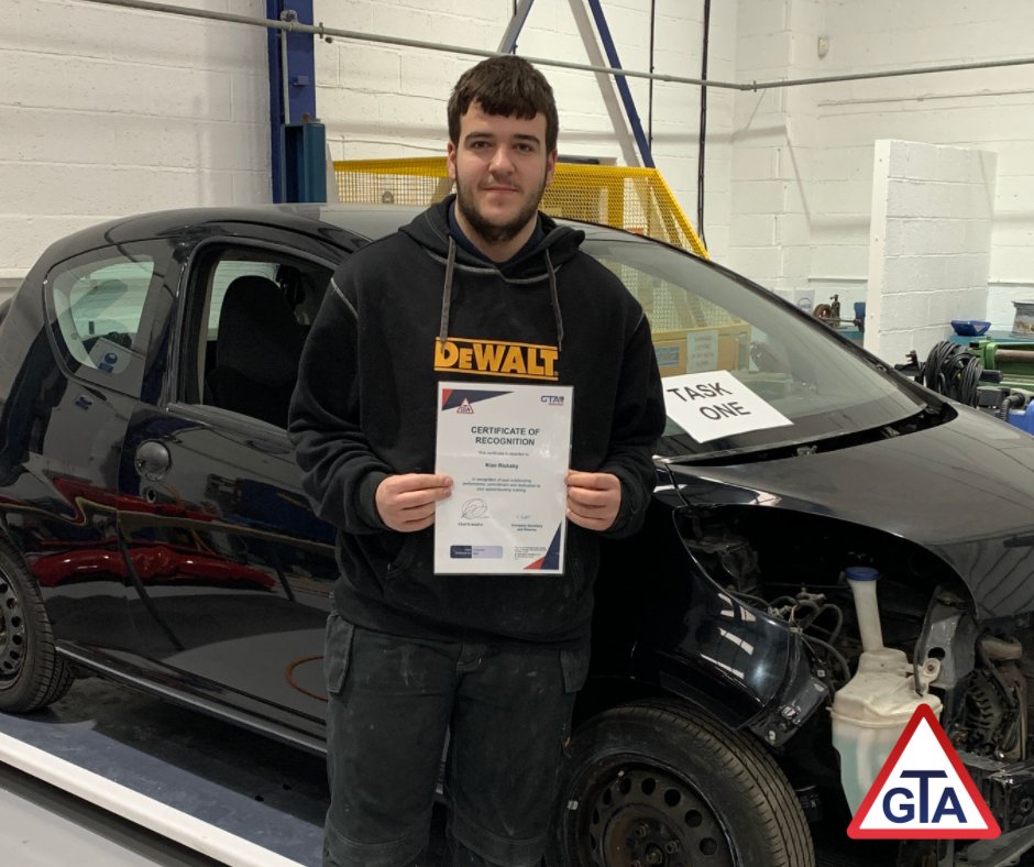 GTA_apprentice's tweet image. Todays learner receiving a Certificate of Recognition is:
Kian Rickaby - Vehicle Damage Panel Technician Level 3
Kian has excellent understanding of his discipline. He is flourishing in the workplace in particular. He excels in all practical areas. Always goes the extra mile.