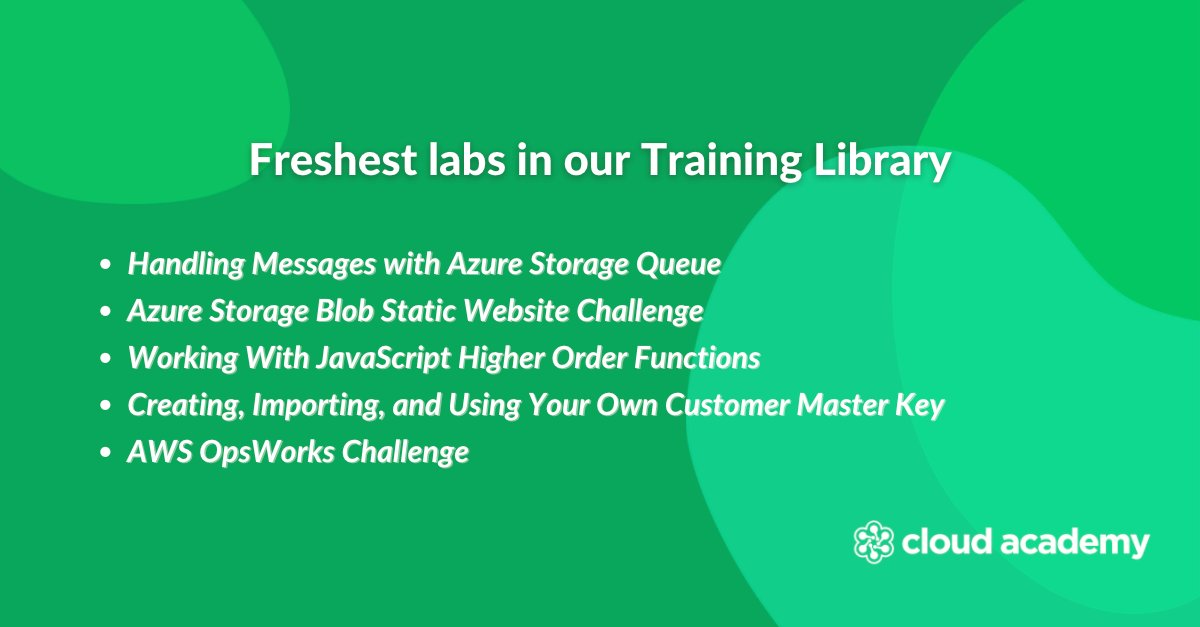 QANorthAmerica's tweet photo. π₯ We have a new batch of fresh labs ready to help you build hands-on experience. Check them out and let us know how it went! https://t.co/unxmcdmofP
#Azure #AzureStorage #JavaScript #AWS #AWSOpsWorks #AzureCertified #AWScertified https://t.co/nQR7U1BRn4