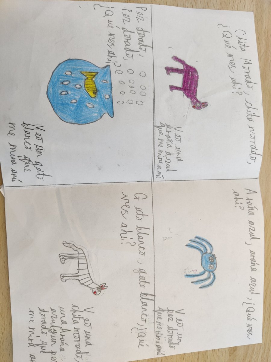 HartlandMfl's tweet photo. Year 3 Spanish were inspired by Eric Carle's Brown Bear story and made their own versions with a great mix of animals and colours.  #mfltwitterati https://t.co/4HzMAJ7TC6