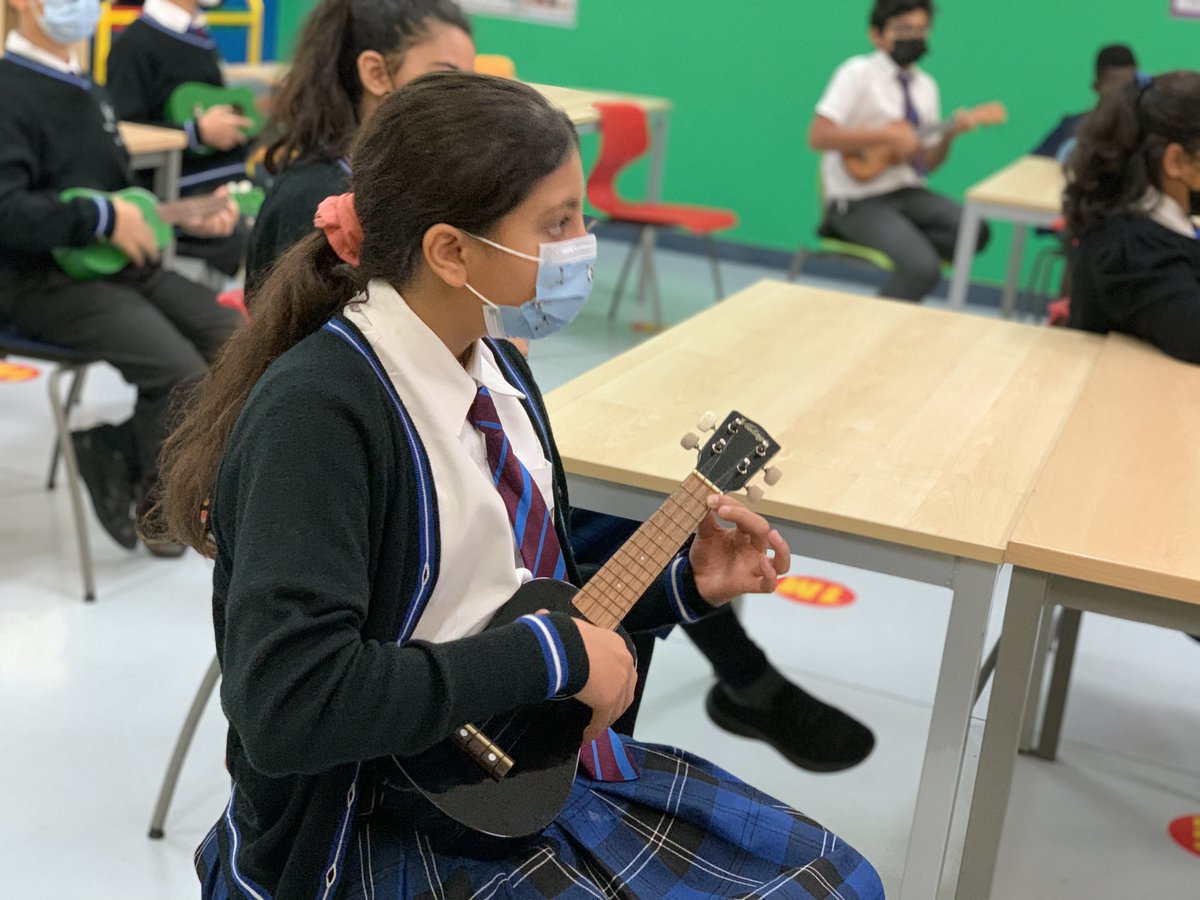 BCAbuDhabi's tweet photo. Year 6 pupils have started to learn about the ukulele. They began the unit of work by studying the technique of fingerpicking before moving onto learning some chords!
#BCADMusic https://t.co/uNncUD0HOA