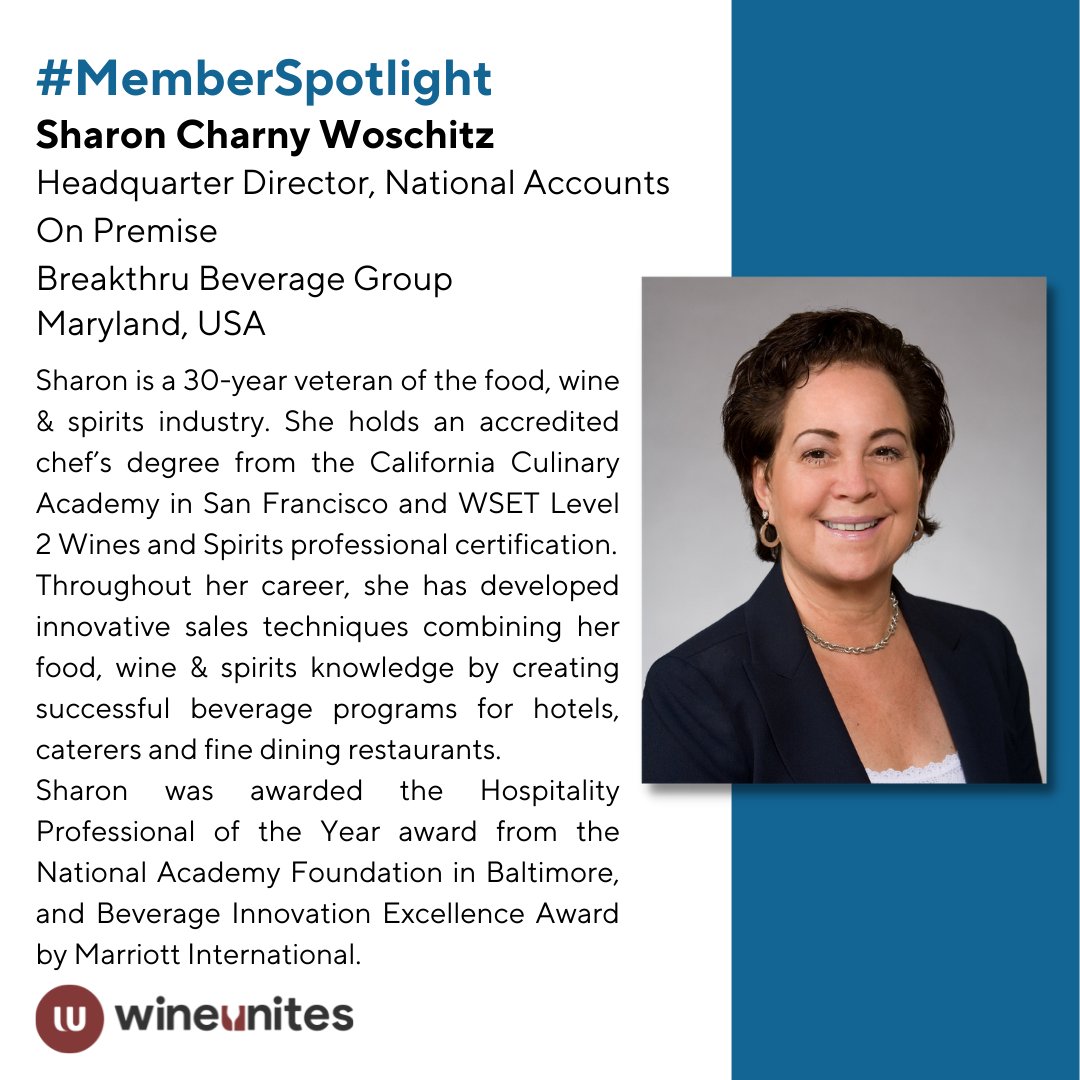 Today on #MemberSpotlight we have the multifaceted Sharon Charny Woschitz, WSET!

#wineunites #community #wineprofessionals #wine #cooperation #collaboration