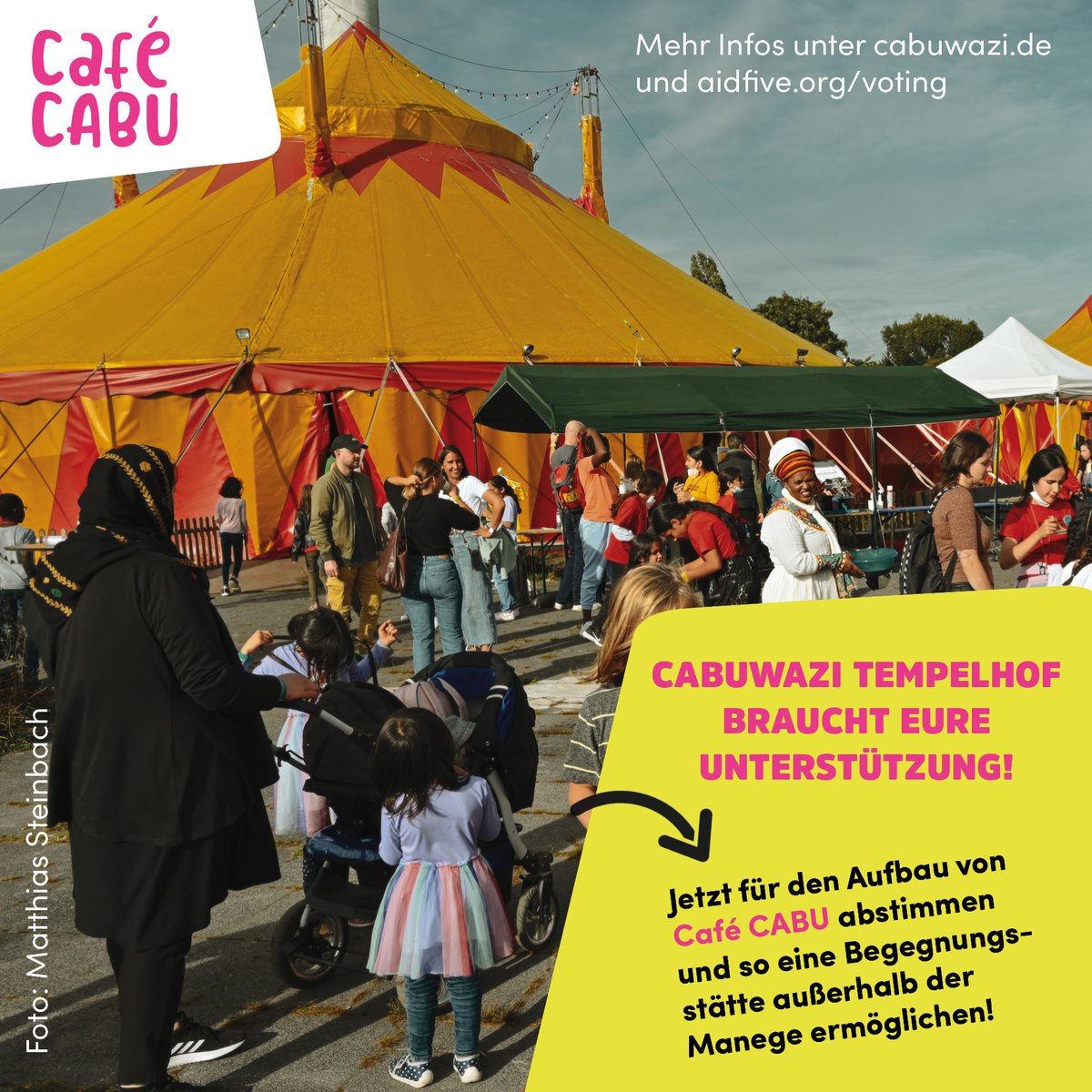 CABUWAZI's tweet photo. CABUWAZI Tempelhof braucht eure Unterstützung – bitte stimmt unter https://t.co/eJkG9nkex9 für unser Projekt „Café CABU“ ab, damit wir einen Ort der Begegnung außerhalb der Manege aufbauen können.
Hier findet ihr mehr Infos und die Abstimmung: https://t.co/aIetusXvQ4 🙏🤩 https://t.co/WqvF1mxrUX