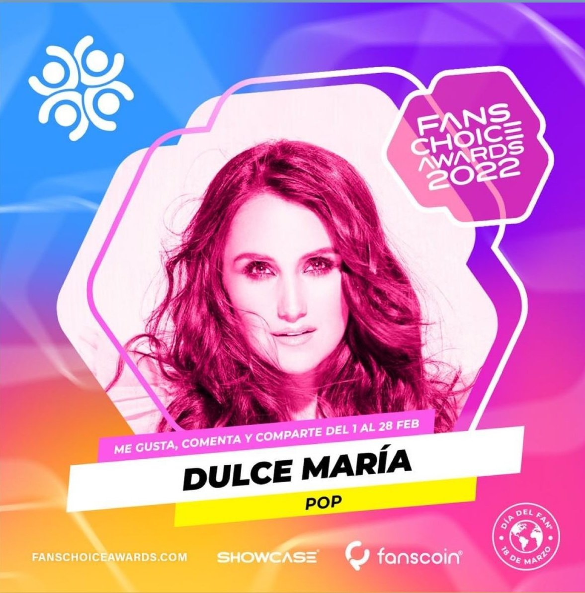DulceMariaPTeam's tweet photo. Vamos Guerreros!! @DulceMaria está nominada en los #FCHA2022 en la categoría "Artista Pop", con nuestra unión lo podemos lograr, aquí están los links de las votaciones.
~ Instagram: https://t.co/FDFaN9F0sr
~ Facebook: https://t.co/J4Hw4V0KVu https://t.co/V2CgV84pwz https://t.co/hiJXNlS7El